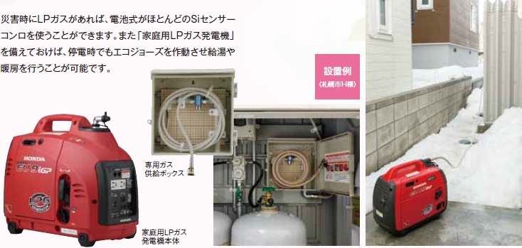 家庭用LPガス発電機設置例